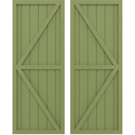 Americraft 6-Board Wood 2 Equal Panel Frmd Board-n-Batten Shutters W/ Dubl Z-Bar, ARW102BF621X81MGH